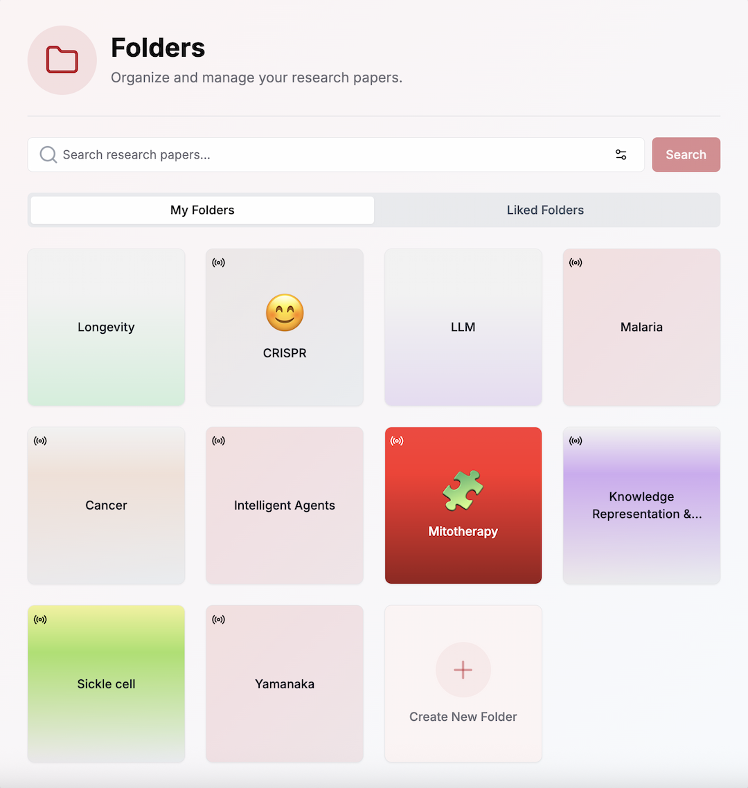 Folder Organization Interface