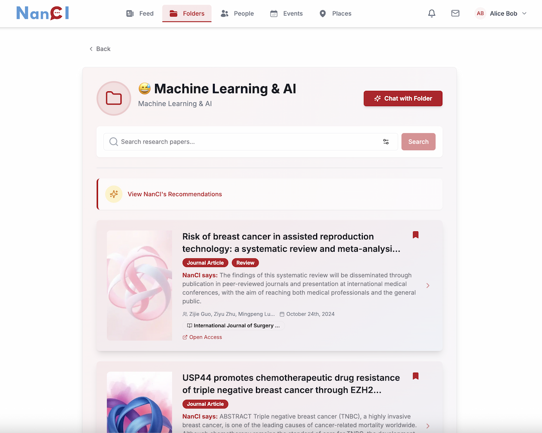 Personalized Recommendations Interface